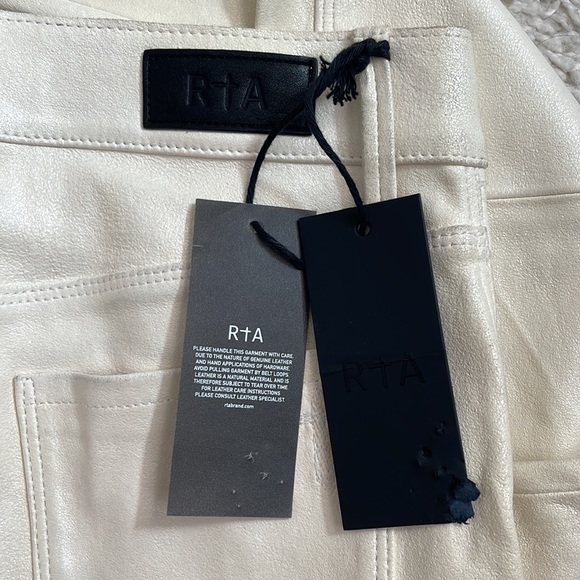 RtA • Cream White 100% Lambskin Stretch Leather Skinny Pants W24 - Picture 7 of 10